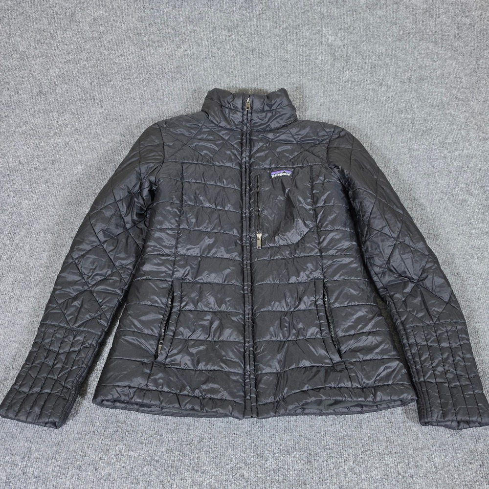 Patagonia Womens Nano Puff Quilted Full Zip Jacket Black Size Medium Preppy